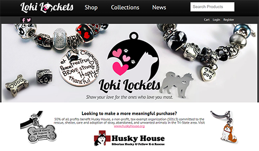 Screenshot of the LokiLockets website